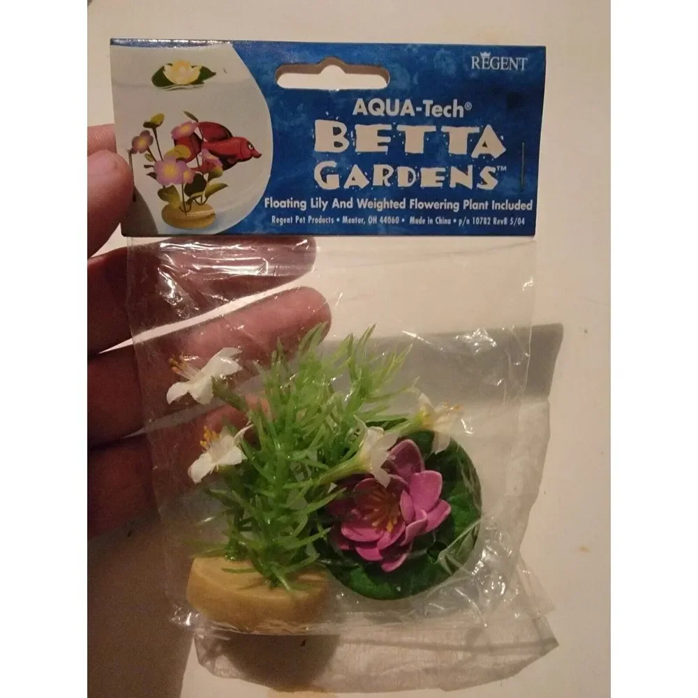 Aqua Tech Betta Gardens Floating Lily Weighted Flowering Plant NIP New